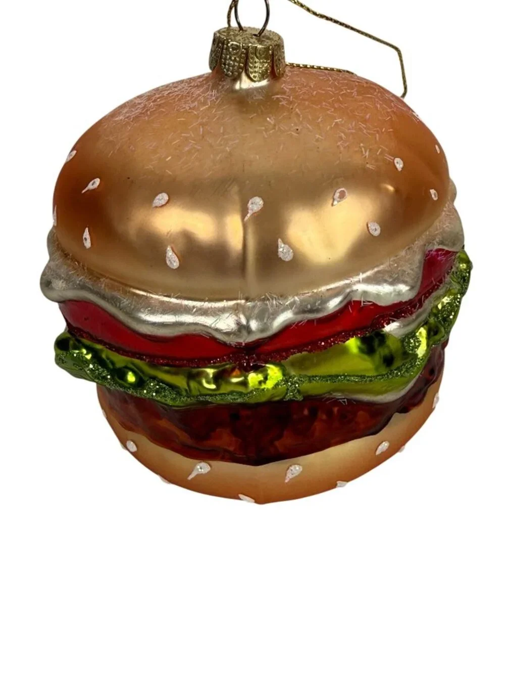 Glass Hamburger Christmas Tree Ornament Food-Themed Holiday Decoration Pop Art